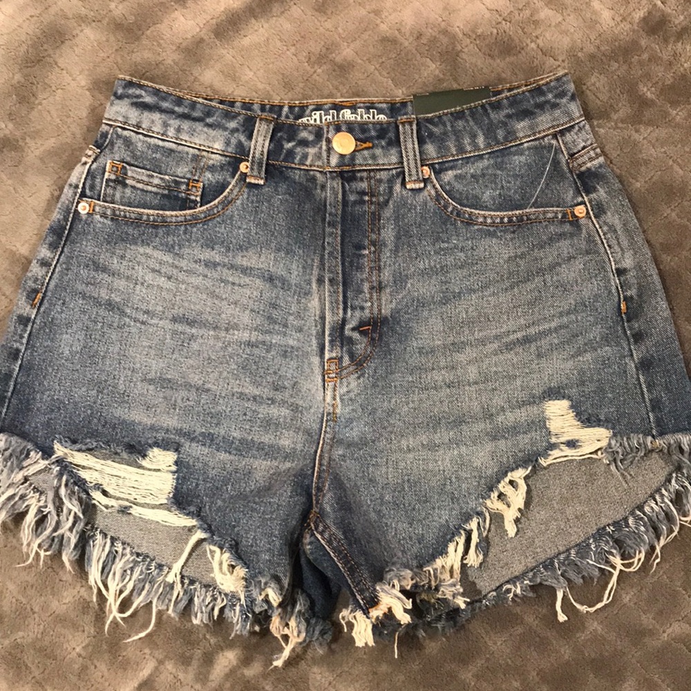 High rise denim shorts